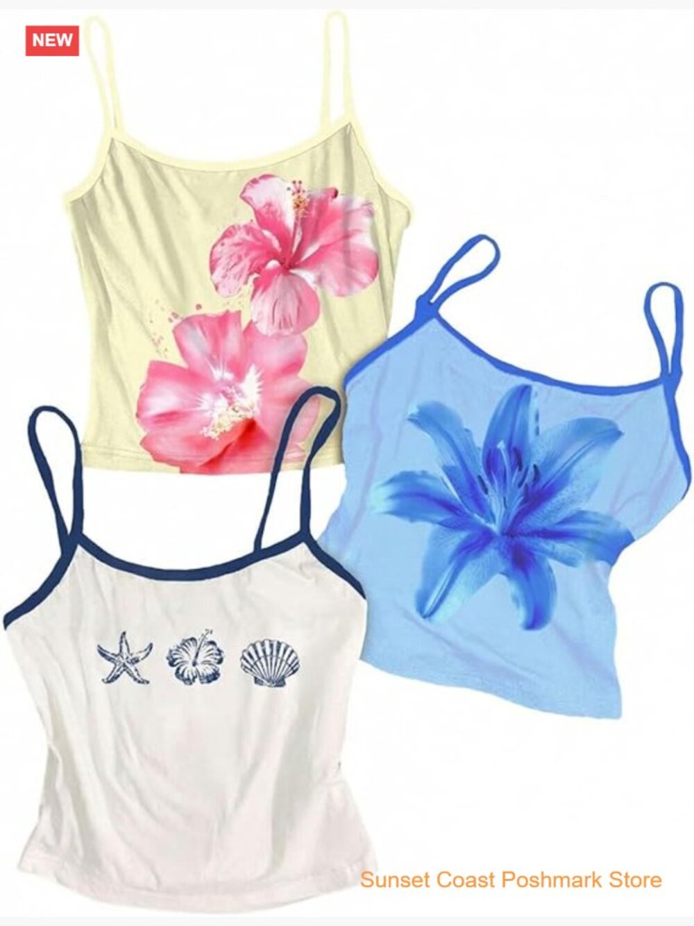 3 Pack Floral Print Crop Camisole Tops Spaghetti Strap Tank Tops Summer